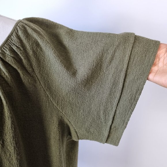 Madewell Tiered-Sleeve Blouse Miss Green Peasant Size 3X - Picture 6 of 14